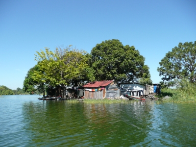 A poor shack on a small island