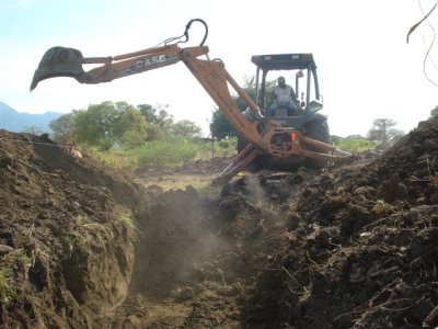 A JCB moving earth
