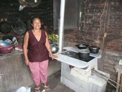 A woman with her new stove