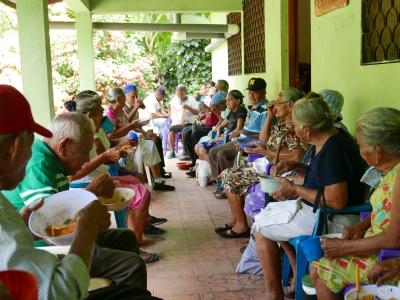 Elderly patients eating soup