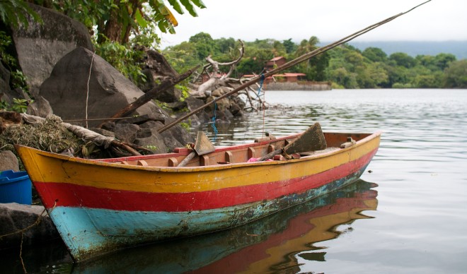 Colourful wooden fishing boat