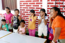 Children singing an action song