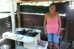 Woman with her new cooker