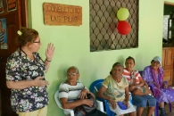 Sandra talking with patients