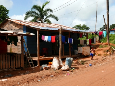 A house constructed from wood and tin sheets